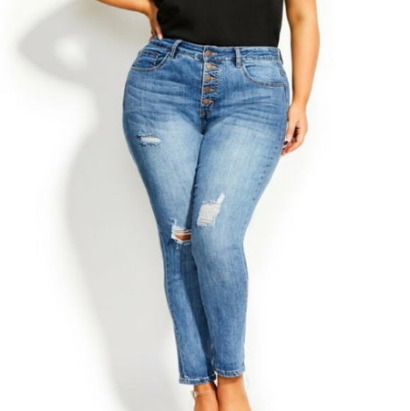 City Chic Denim - City Chic Slim Boyfriend Jeans